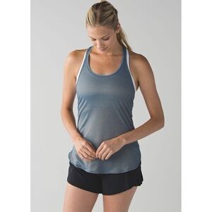 Lululemon What The Sport Singlet Iridescent Tank in Heathered Poseidon Gold Sz 2
